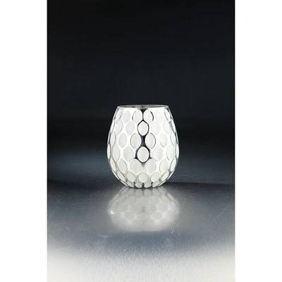 CC Home Furnishings 8.5" White and Clear Handblown Glass Tabletop Decoration