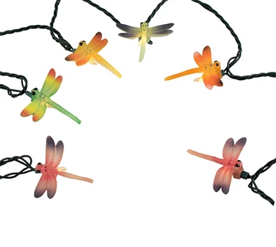 Hofert 10-Count Multi-Color Dragonfly Patio Christmas Light Set, 7.4 ft Green Wire