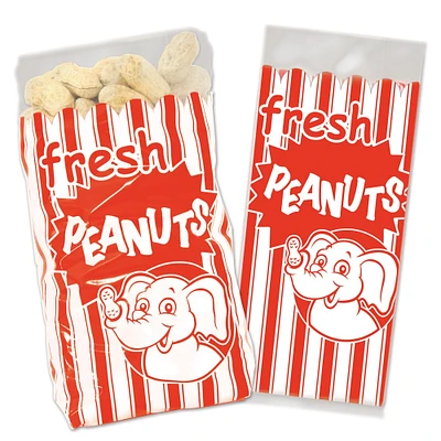 Party Central Club Pack of 12 Red and White Stripe Elephant Peanut Bags Party Decors 9.5"