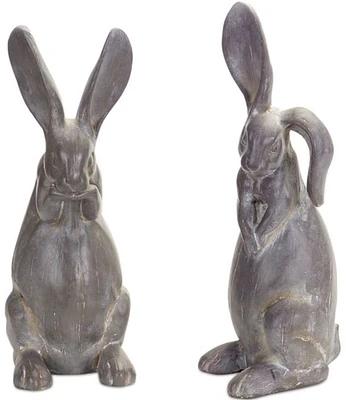 Melrose Pack of 2 Assorted Cement Rabbit Figurines 16.25"