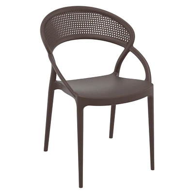 Luxury Commercial Living 32.25" Brown Mesh Outdoor Patio Round Dining Chair
