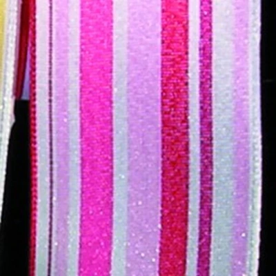 The Ribbon People Red and Pink Striped Taft Wire Craft Ribbon 1.5" x 27 Yards