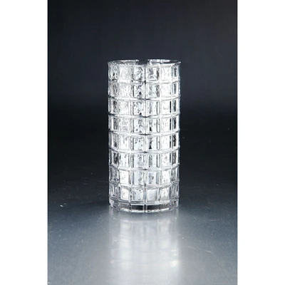 CC Home Furnishings 10" Silver Hand Blown Glass Block Vase Tabletop Decoration