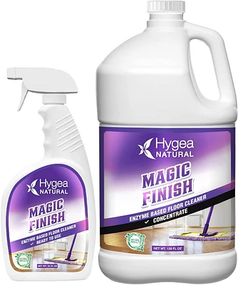 Hygea Natural Magic Finish - Natural Enzyme-Based Floor Cleaner Ready to use 24oz Spray + Refill