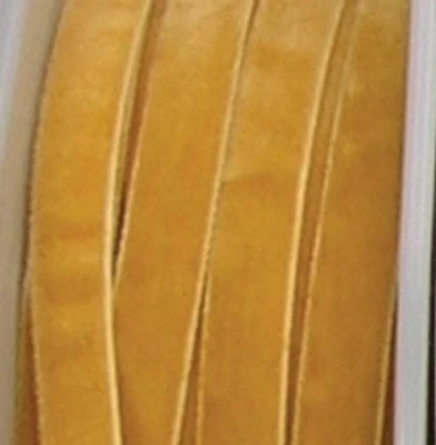 The Ribbon People Gold Colored Soft Velvet with Woven Edge Decorating Ribbon 0.75" x 44 Yards