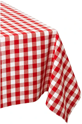 CC Home Furnishings Red and White Checkered Pattern Square Tablecloth 52"