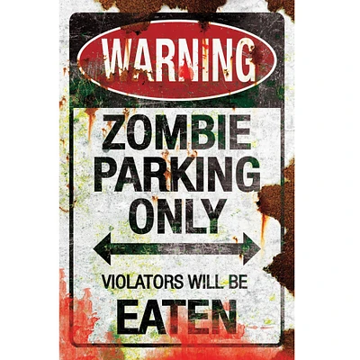 The Costume Center 16.75" Black Blood Stain Zombie Parking Halloween Metal Sign