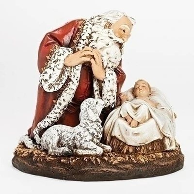 Roman 8.5" White and Red Kneeling Santa Christmas Tabletop Figurine