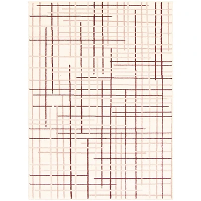 Chaudhary Living 4' x 5.5' Pink and Cream Abstract Rectangular Area Throw Rug