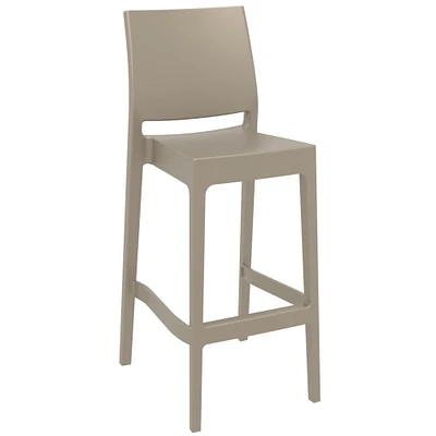 Luxury Commercial Living 42.5" Taupe Brown Solid Patio Bar Stool