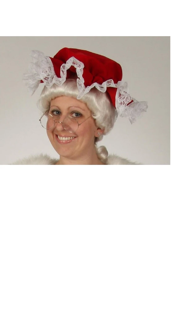 The Costume Center Regal Red Velvet Mop Hat with Lace Trim – One Size Fits Most