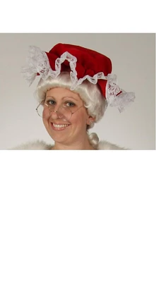 The Costume Center Regal Red Velvet Mop Hat with Lace Trim – One Size Fits Most
