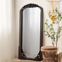 Arched Full Length Mirror Vintage Carved Mirror Solid Wood Frame Wall Mirror for Home Decor Bathroom Entryways