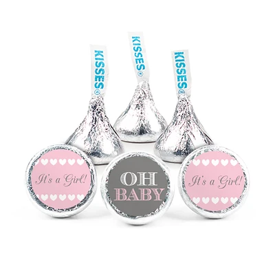324ct Pink Oh Baby Girl Baby Shower Stickers for Hershey's Kisses Favors (324 Count) - By Just Candy
