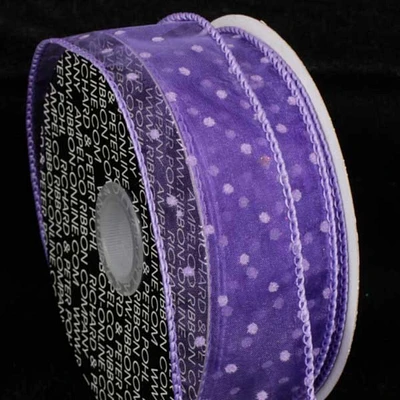 The Ribbon People Purple Polka Dotted Wired Craft Ribbon 4" x 40 Yards