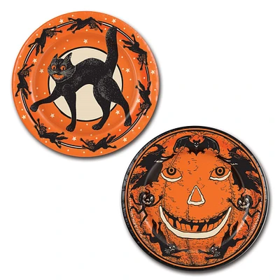 Beistle Club Pack of 96 Orange and Black Vintage Halloween Paper Party Dinner Plates 9"