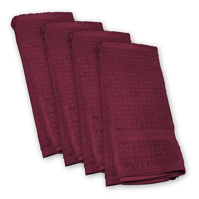 Contemporary Home Living Set of 4 Red Traditional Dish Towels 26"