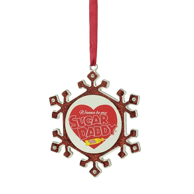 Northlight 3.5" Red and Silver Snowflake Sugar Daddy Candy Logo Christmas Ornament