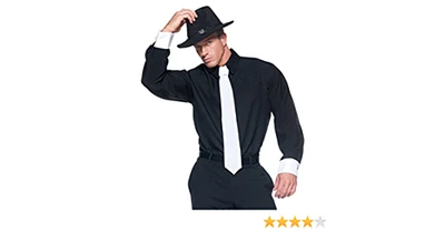 Underwraps Mens Black Ganster Plain Shirt Halloween Costume - XL