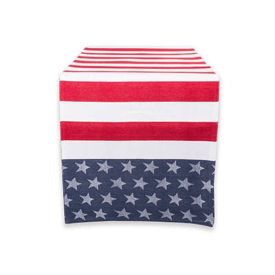 Contemporary Home Living 54" Stars and Stripes Americana 4th of July Table Runner