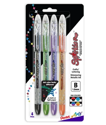 Pentel Sparkle Pop Metallic Gel Pen Set, 4-Colors