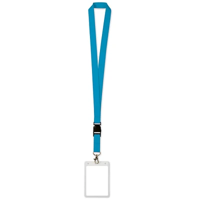 Beistle Pack of 12 Sky Blue Lanyards with Detachable Clips and Card Holders 25"