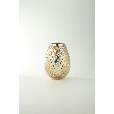 CC Home Furnishings 8" Gold Mercury Glass Teardrop Decorative Vase