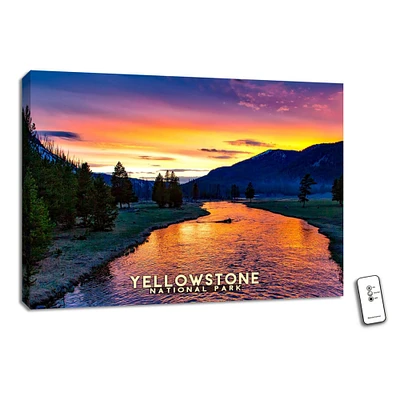 Glow Decor Blue and Green Yellowstone National Parks Wall Art Decor 18" x 24"