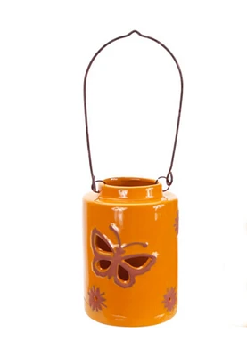 Melrose 12.5" Orange Cut-Out Butterfly Tea Light or Votive Candle Holder