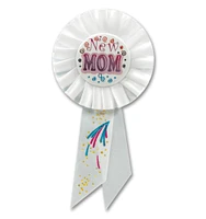 Beistle Pack of 6 White and Blue "New Mom" Baby Shower Celebration Party Rosette Ribbons 6.5"