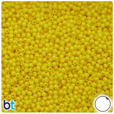 BeadTin Yellow Opaque 3mm Round Plastic Craft Beads (1oz)