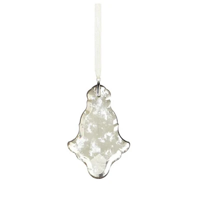 Midwest 4" Silver and Ivory Glass Gem Christmas Ornament