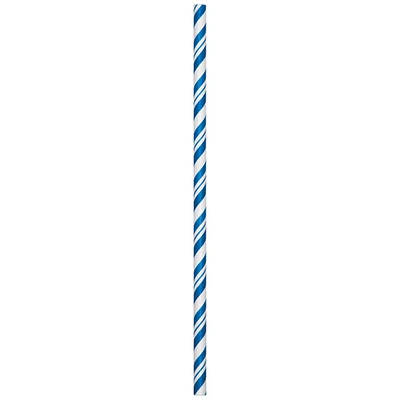 Party Central Club Pack of 144 Cobalt Blue and White Striped Paper Straw Party Favors 8.75”