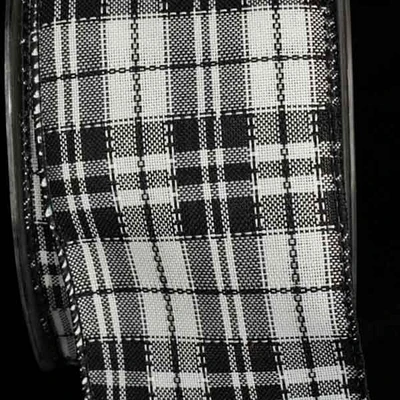 The Ribbon People Black and White Plaid Wired Craft Ribbon 2.5" x 40 Yards