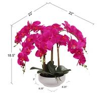 Exquisite 19"x13" Faux Phalaenopsis Orchid in 9" Decorative Bowl - Elegant Lifelike Artificial Flower Arrangement for Luxurious Home Decor