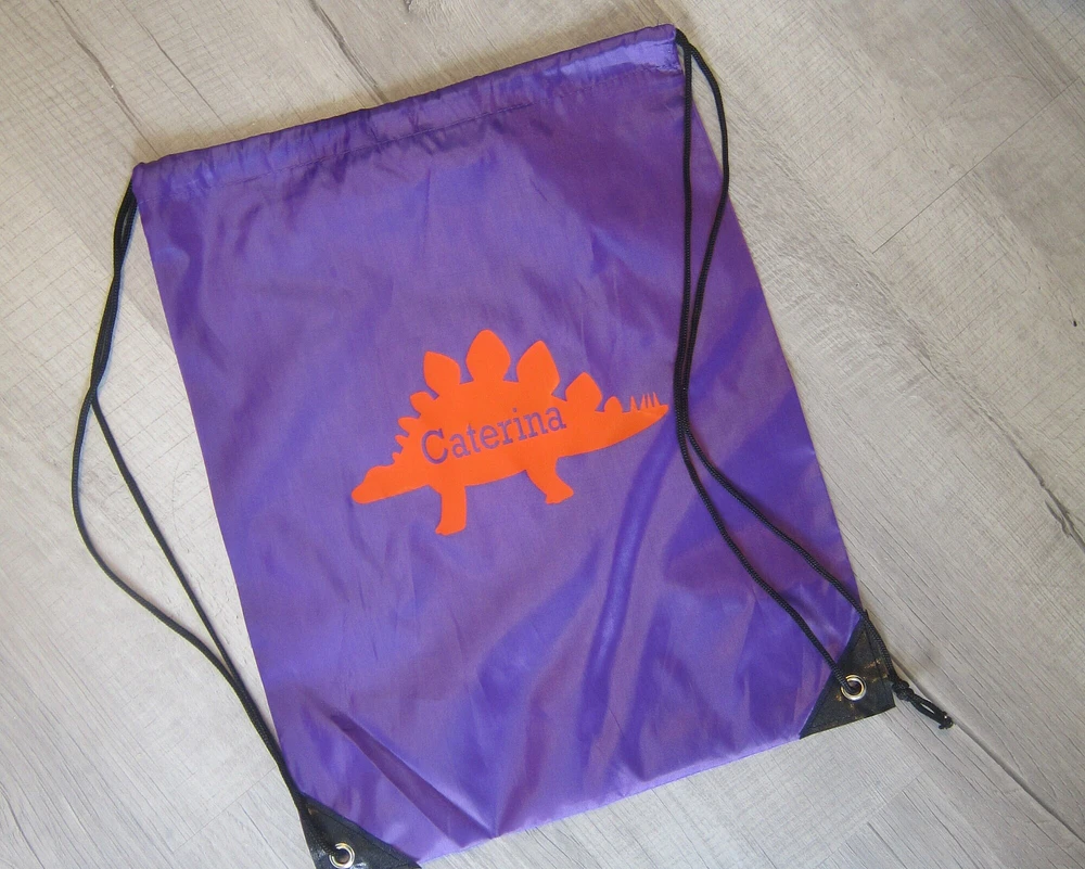 Personalized Custom Name Dinosaur Drawstring Bag, Dino Backpack
