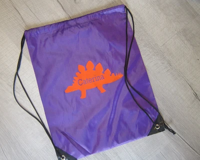 Personalized Custom Name Dinosaur Drawstring Bag, Dino Backpack