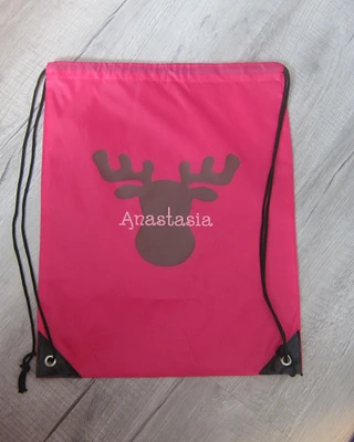 Personalized Custom Name Moose Drawstring Bag, Animal Backpack