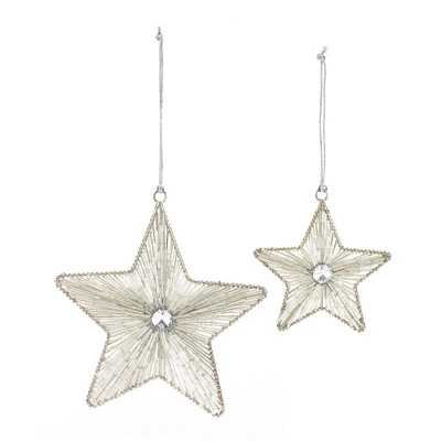 Melrose 12ct Silver Star Glass Christmas Ornaments 5.75" (146mm)