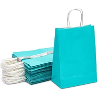 Medium Teal Gift Bags with Handles for Party Favors, Merchandise Bags (36 Pack)