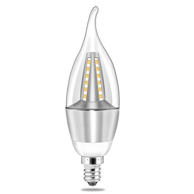 SKUSHOPS 4pcs 5W E12 Candelabra Bulbs 600 LM 50W Equivalent Candle Flame Tip Light Bulb 3000K Warm White Non-Dimmable Lamp