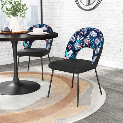 Zuo Modern Merion Dining Chair (Set of 2) Multicolor Print and Black