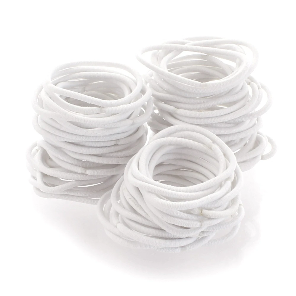 Small Elastic Ponytail Hair Bands White 100pcs