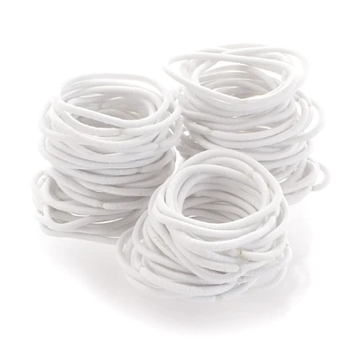 Small Elastic Ponytail Hair Bands White 100pcs