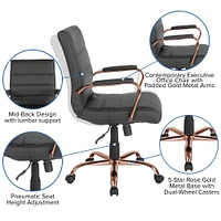 Merrick Lane Milano Contemporary Mid-Back Home Office Chair with Padded Arms