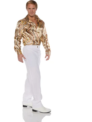 Men's Brown Swirls 70s Disco Costume Shirt