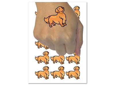 Golden Retriever Standing Dog Temporary Tattoo Water Resistant Fake Body Art Set Collection (1 Sheet)