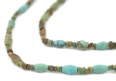TheBeadChest Antique-Inspired Mixed Turquoise Style Stone Beads 3-4mm Afghanistan Green 29 Inch Strand