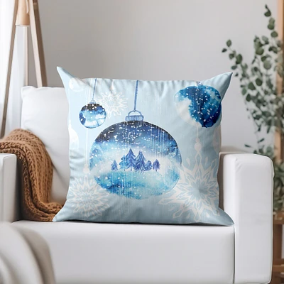 Blue Ornaments by Pi Holiday Throw Pillow Americanflat Decorative Pillow