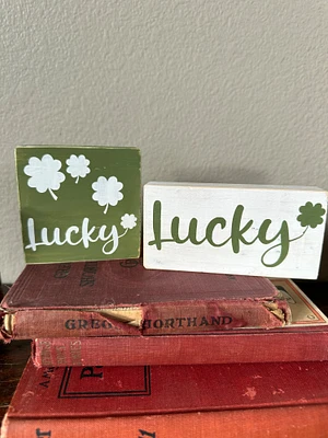 Handmade St Patrick's Day Lucky wood block, home decor,St Patrick day, 4 leaf clover, tiered tray, home decor, march 17th, shamrock,